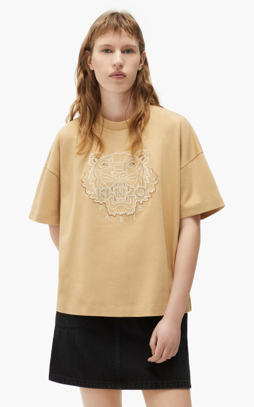 Camisetas Kenzo Tiger boxy Mujer Beige Oscuro MIN236905